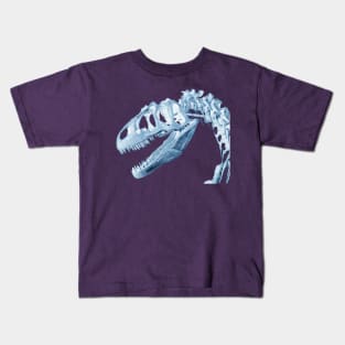 T-Rex Skeleton Blue Kids T-Shirt